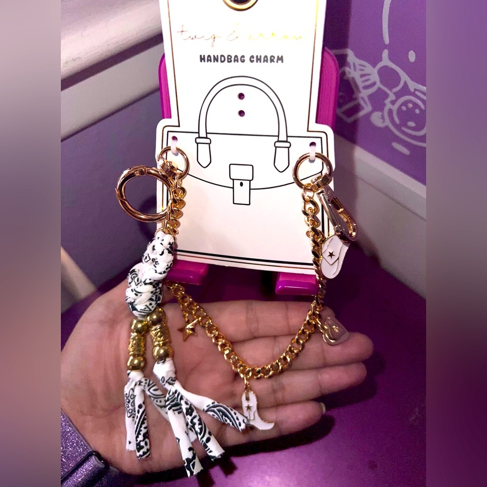 🤠NIP Twig & Arrow Gold and White Handbag Charm